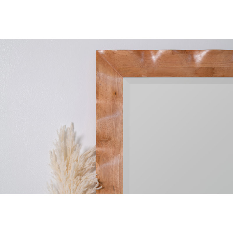 Shaya Rectangle Solid Wood Beveled Mirror, Brown