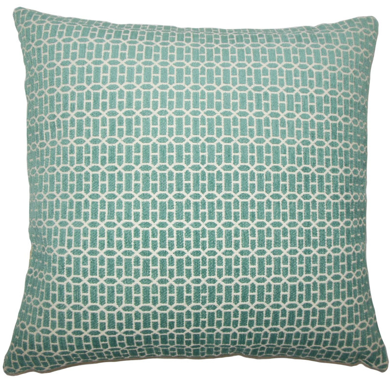 Coussin décoratif géométrique, Turquoise, 22 po x 22 po, Mélange de duvet
