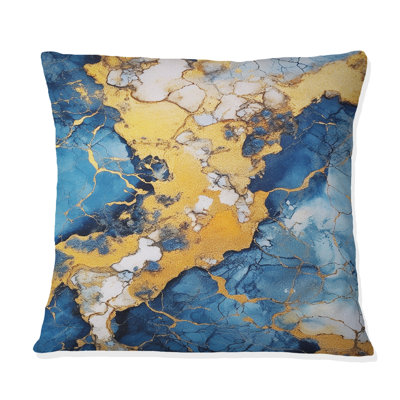 Coussin bleu et doré Marble Clouds IV - Fractals