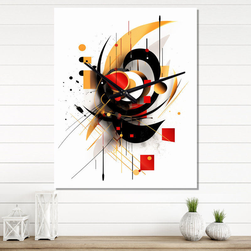 Horloge murale abstraite rouge et noire Symphony V, Petit