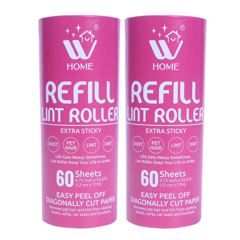 W Home Extra Sticky Lint Roller Refill, Lint Remover for Pet Hair- 60 Sheets Per Refill