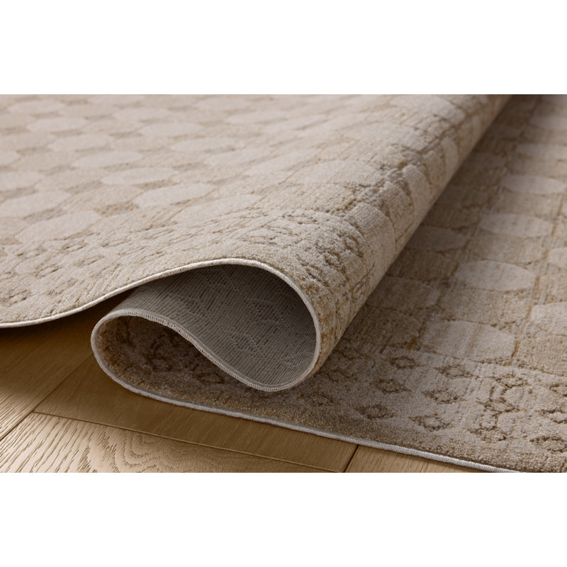 Amber Lewis Taupe and Natural Geometric Area Rug with Fringe