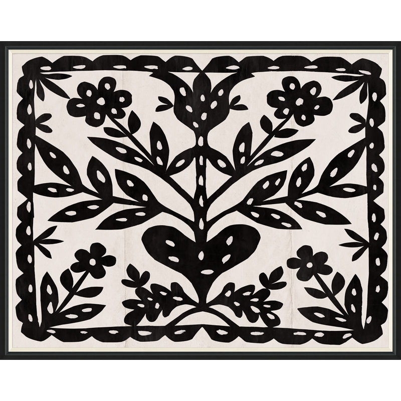 «Black Flower» par Paule Marrot - impression, Cadre noir, H 43 po x l 54 po x P 1,25 po