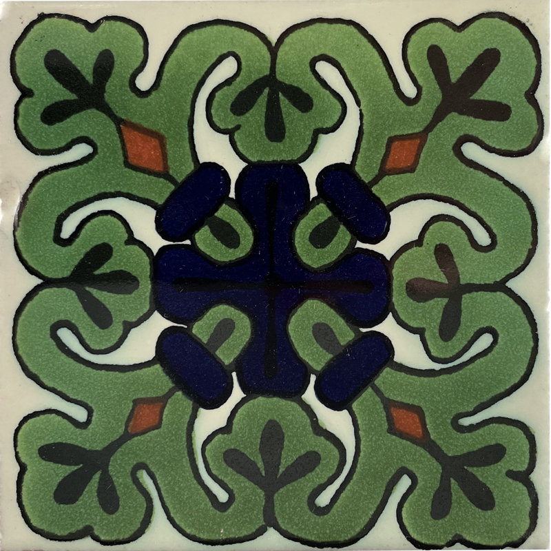 4,2 po x 4,2 po 9 pièces TalaMex Loreto carreau d'argile mexicain dosseret fait à la main Talavera mosaïque