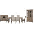 Extendable Rectangular Dining Table With 4 Arm Chairs Upholstered Bench Server And Dining Cabinet