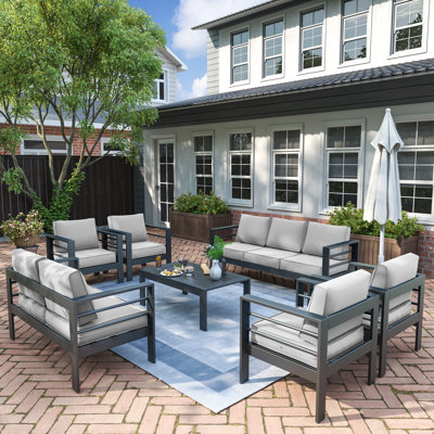 Roussel 9-Piece Outdoor Seating Group with Removable Cushions 