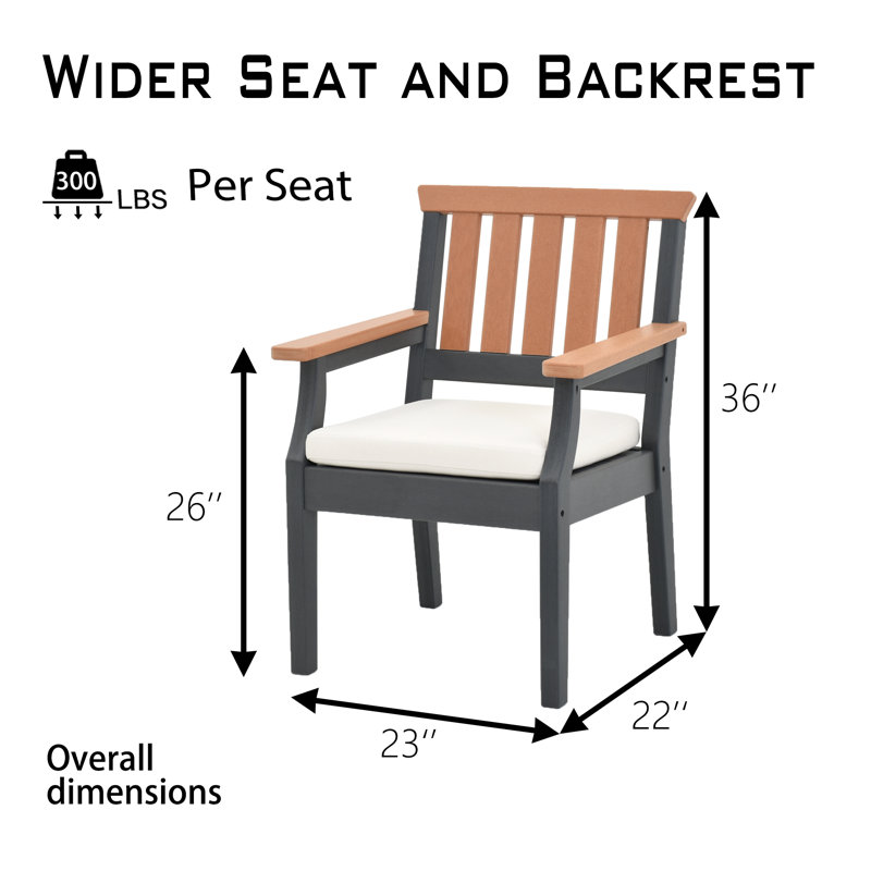 Ensemble de 4 fauteuils de salle à manger d'extérieur en PEHD avec coussin All-Weather