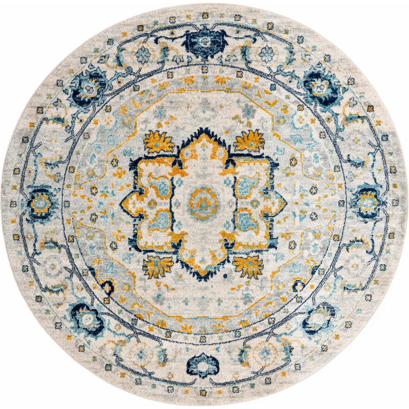 Ikat Indoor Rug, Round 7'10"