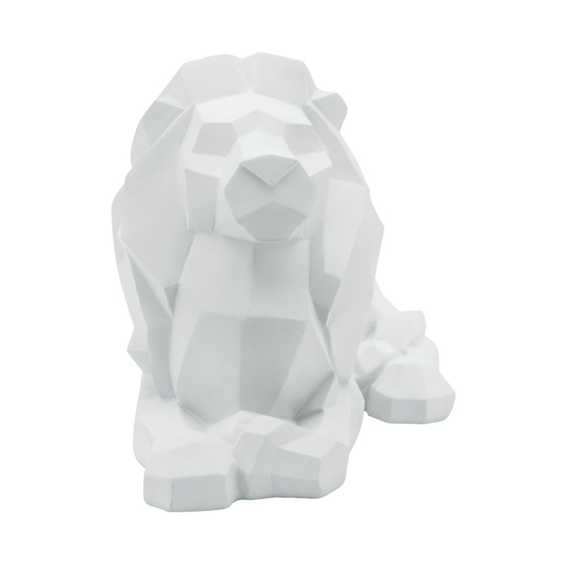 Juyoung Modern Polyresin Geometric Lion Figurine - Stylish Decorative Sculpture for Home Decor, White