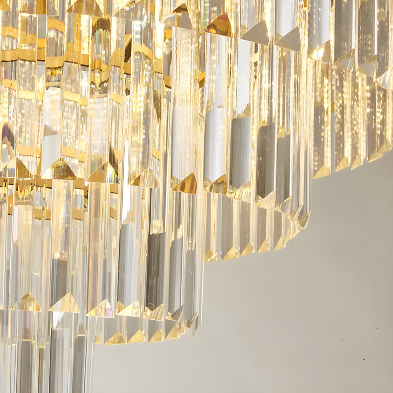 Gold Crystal Chanedlier- 3Tier Crystal Ceiling Light-Retro Light Fixture