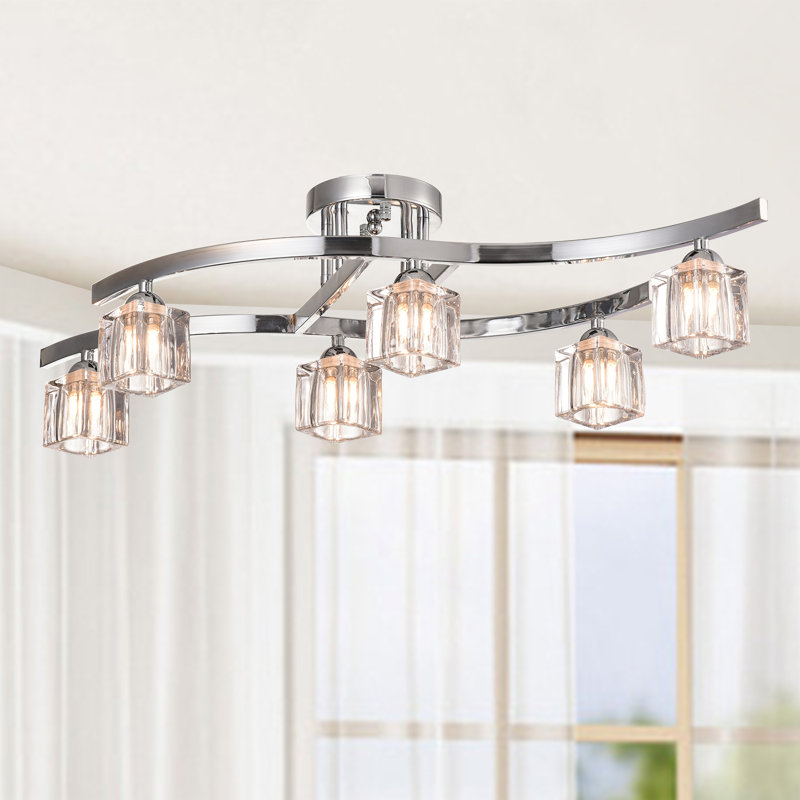 Annsey 29.8'' Chrome Semi Flush Mount Ceiling Light with Clear Shade