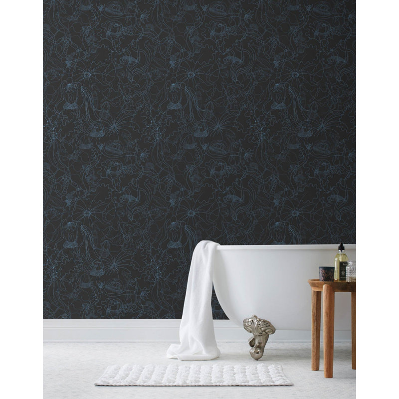 Underwater World Wallpaper | Traditional / Roll - 27" x 30', Graphite