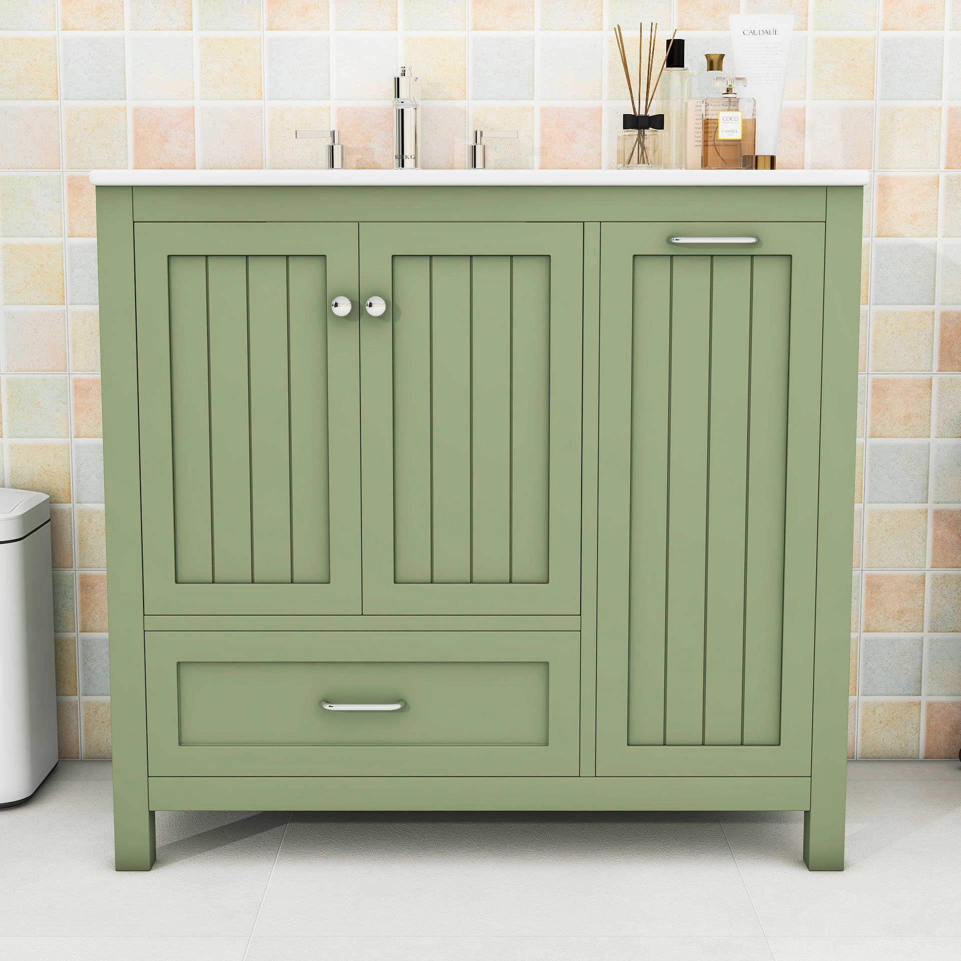 Ophelia & Co. Sleek 36-Inch Bathroom Vanity with Ceramic Sink and ...