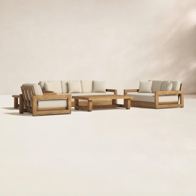 Ensemble de conversation avec canapé en teck 5 pièces Melrose