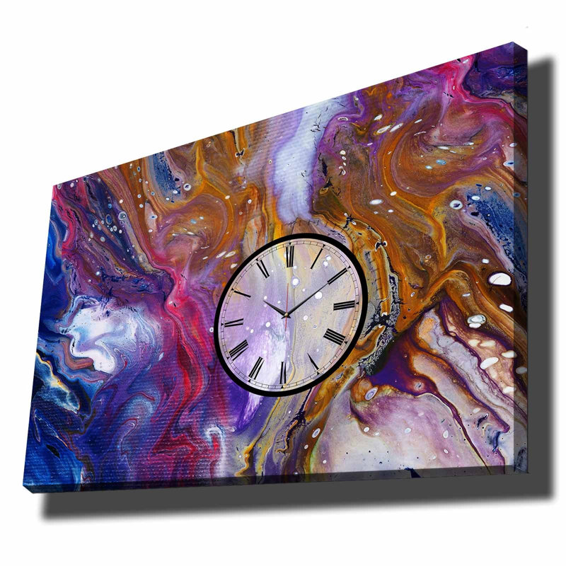 Elegant Canvas Wall Clock, 27.6 x 39.4 inches | 100% Suede Canvas with 100% Wooden Frame (Thickness: 1.1 inches) | Perfect for Home Décor, Stylish Timepiece for Living Room & Office, Unique Design