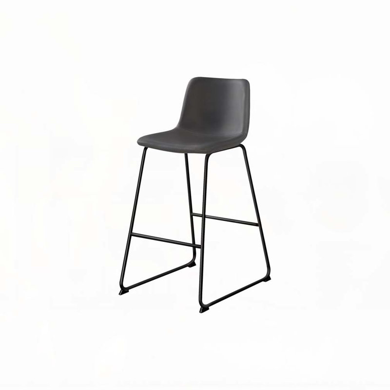 Office Chair,Bar Height,Standing,Computer Desk,Work,Grey Leather Look,Black Metal,Contemporary