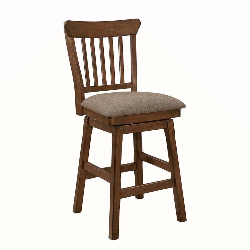Ensemble de 2 chaises pivotantes à hauteur de comptoir en bois rembourrées
