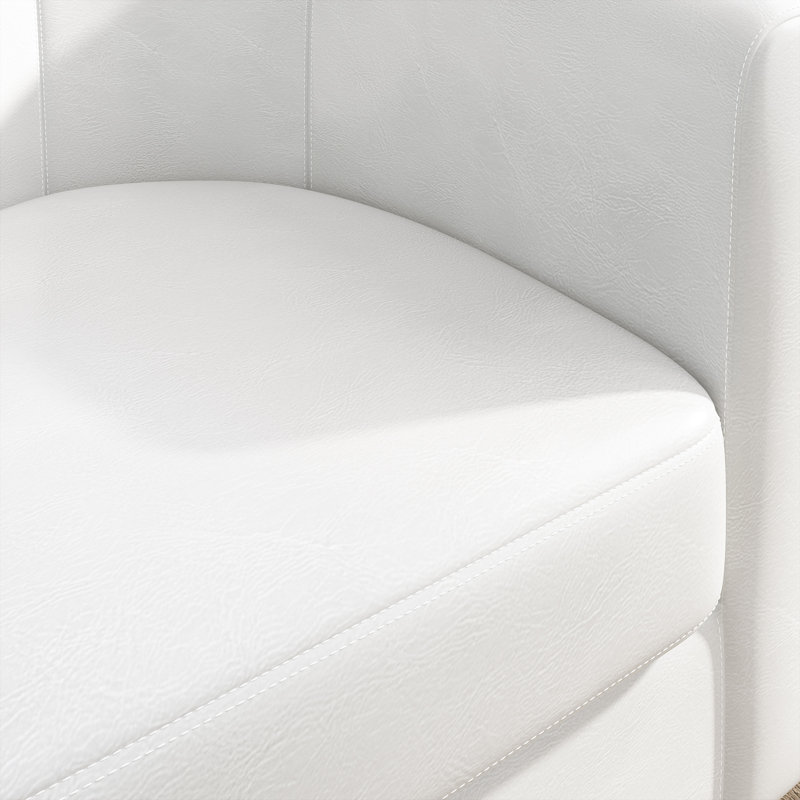 Fauteuil demi-tonneau de 26,77 po Munson, Similicuir blanc
