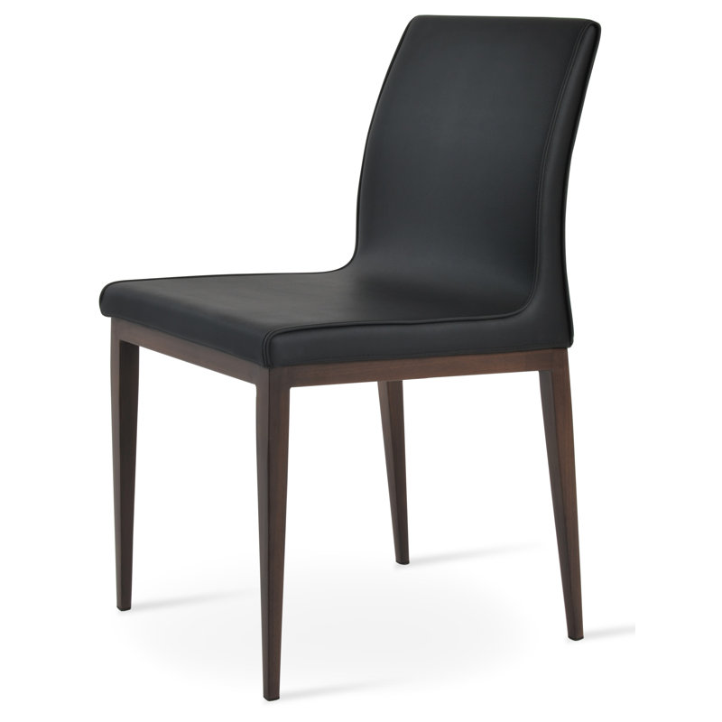 Polo MW Dining Chair, Black Faux Leather