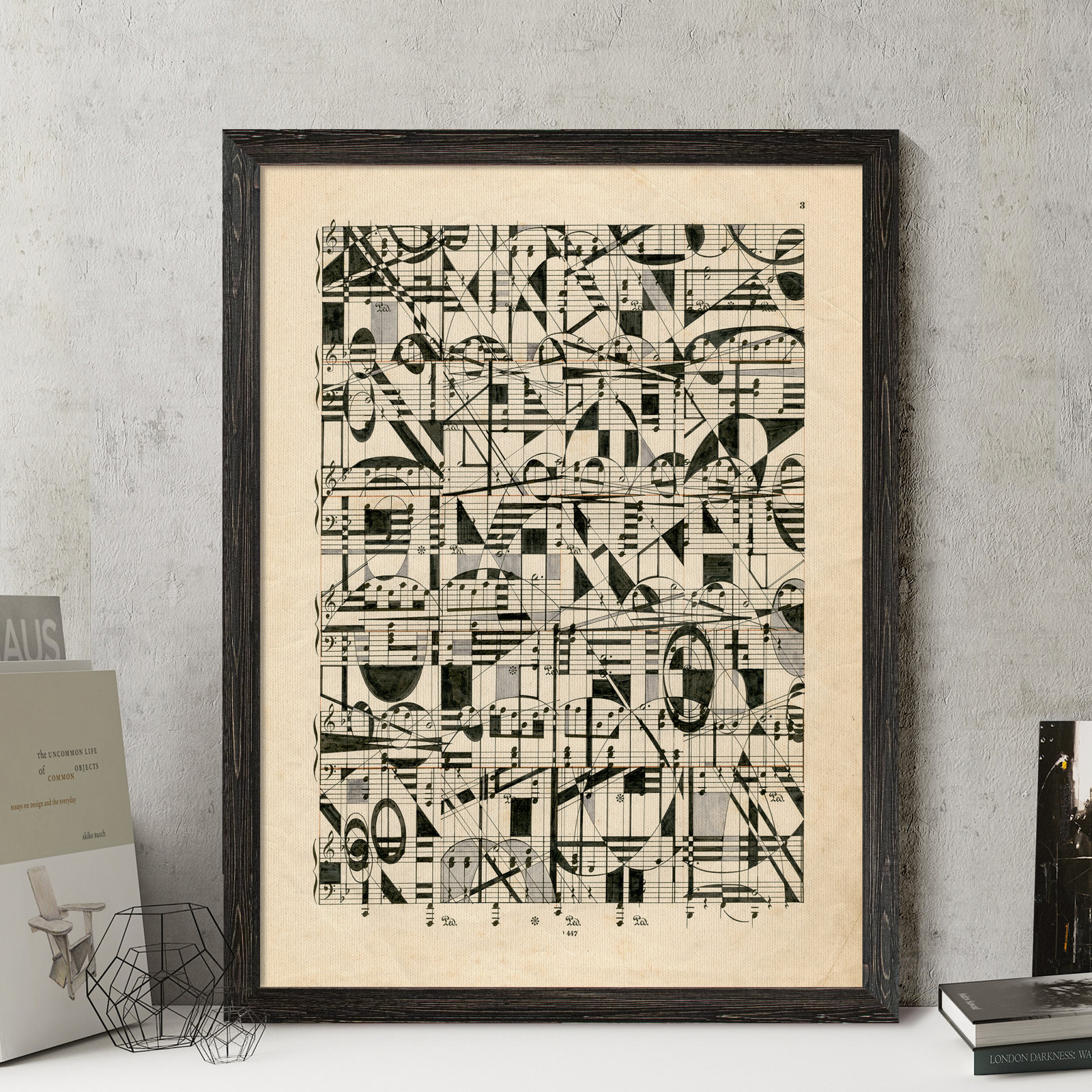 Graphic Notes Painting by Paul Cezanne, 44" H x 32" W x 1.25" D, Ebony Framed Canvas