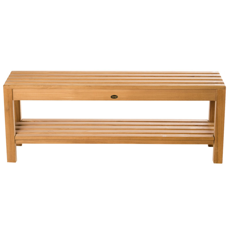 Banc de douche en teck, H 17,75 po x l 47,25 po x P 12,25 po