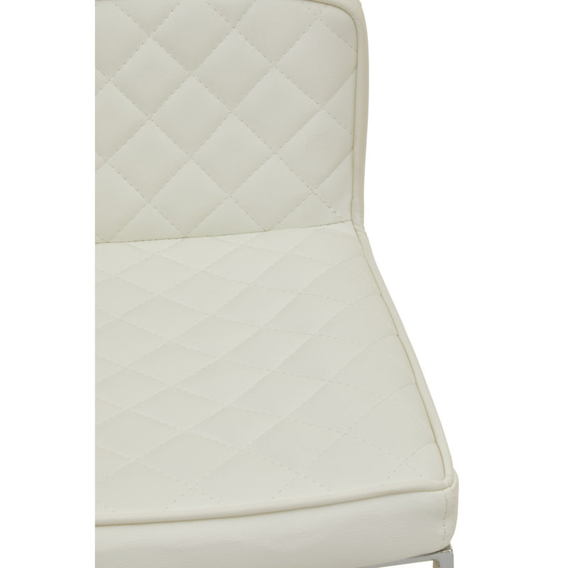 Ainoriitta Swivel Upholstered Adjustable Height Counter Stool with Metal Frame, Chrome, White