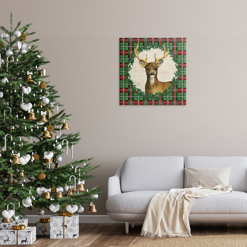  «Plaid Holiday Deer» par Paul Brent, H 30 po x l 30 po