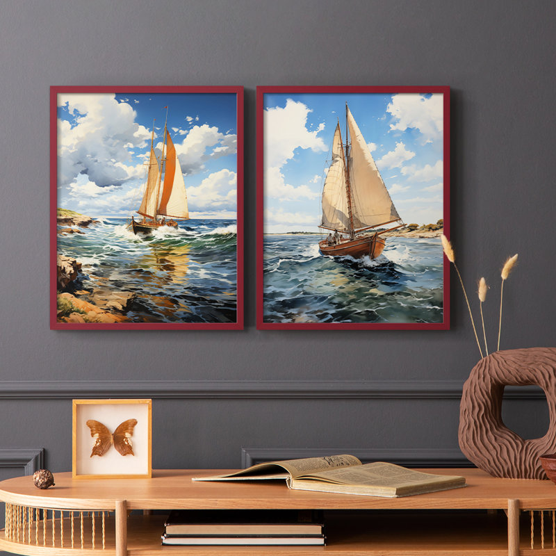 NAUTICAL Series CCCCXVII - Reproduction encadrée de qualité supérieure - prête à être accrochée - aucun clou requis - aucun clou requis