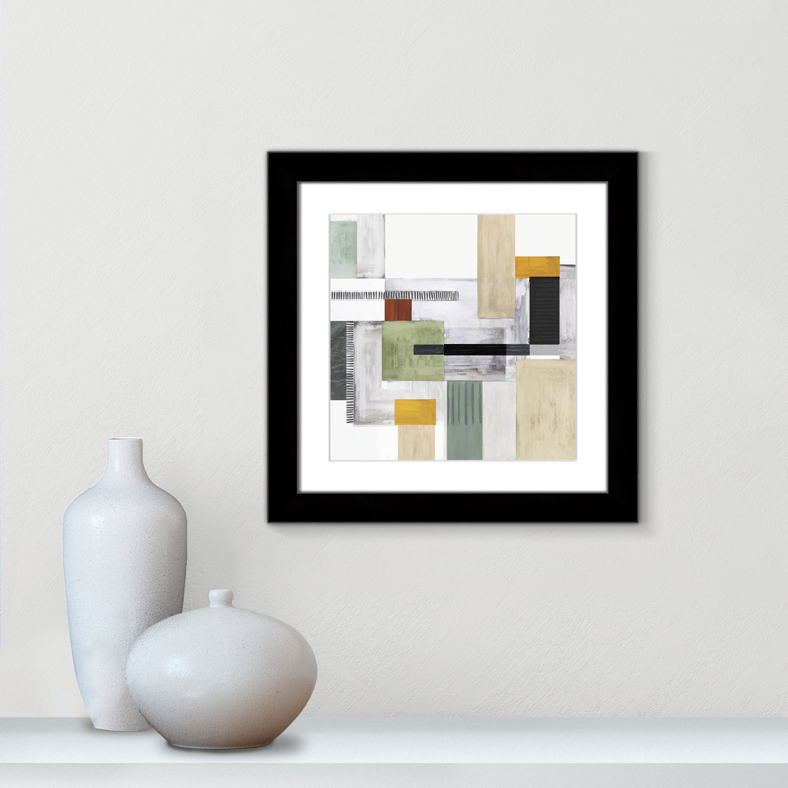 Playful Blocks Print, 18.5" H x 18.5" W x 1.25" D, Black Cube Framed