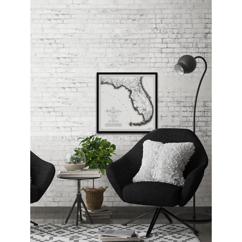 «Florida 1823 State Map II», reproduction encadrée sur papier, H 24 po x l 24 po x P 1,5 po