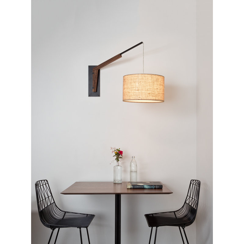 Talea 1 - Light Swing Arm, Textured Black Powdercoat/Walnut, Burlap