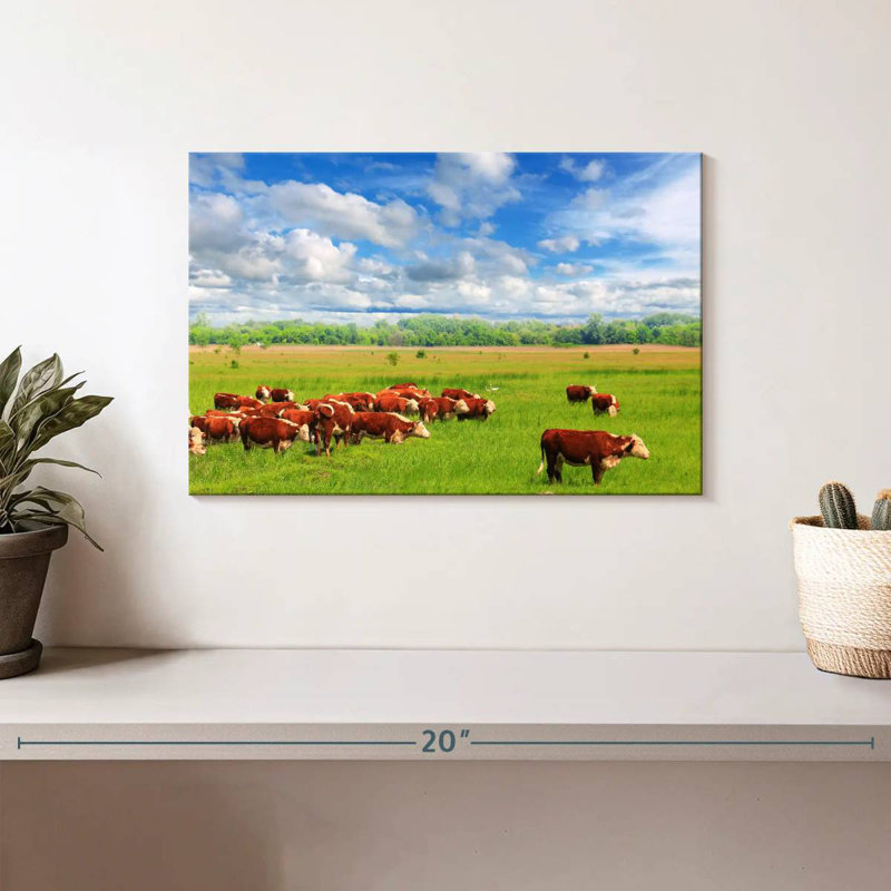 Brampt Grazing Hereford Cows, 8" H x 12" W