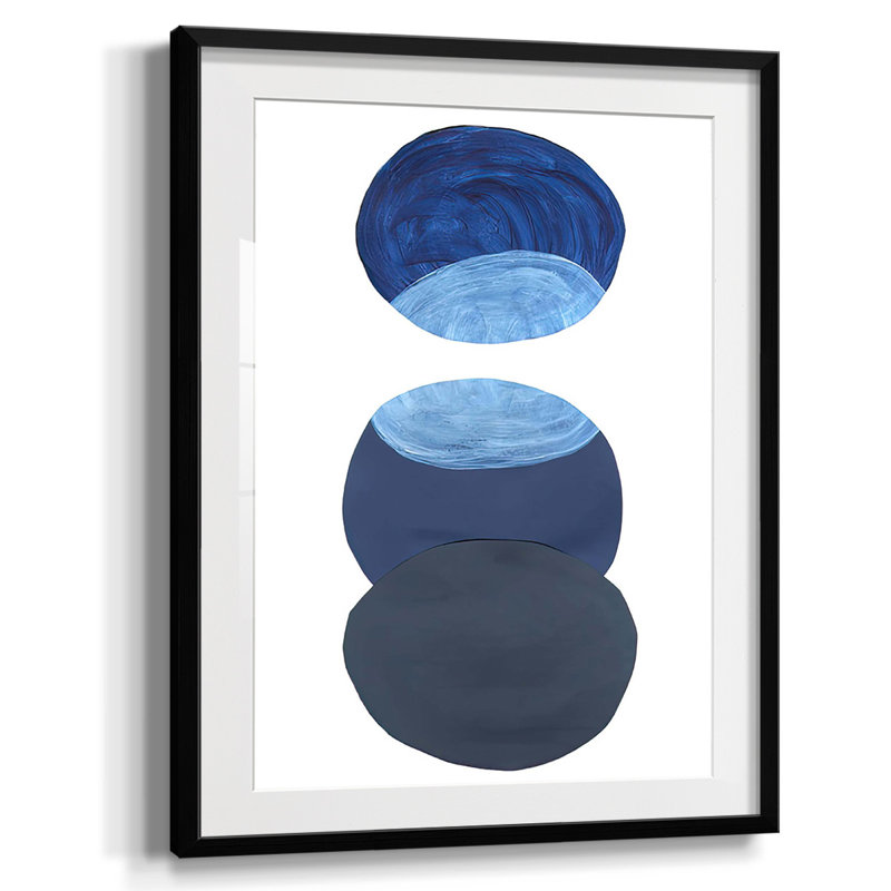 «Ultramarine Orbs I», reproduction encadrée, Blanc, Papier avec cadre noir