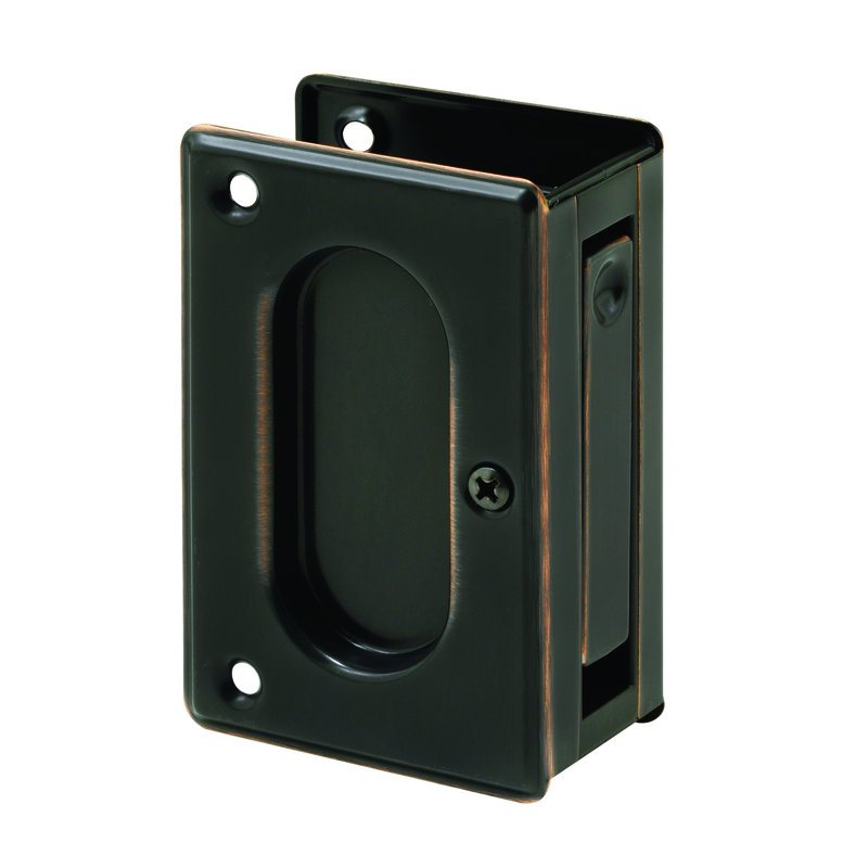 3-3/4 in. x 2-1/2 in., Solid Brass with Classic Bronze Finish, Pocket Door Passage Pull (Single Pack)