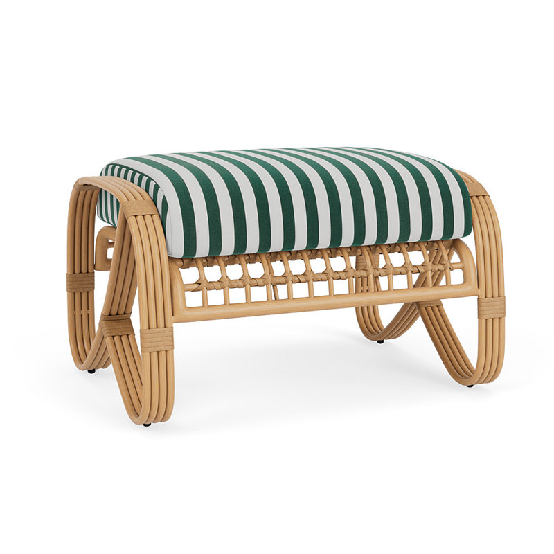 Riviera Outdoor Ottoman, Safari/White Stripe