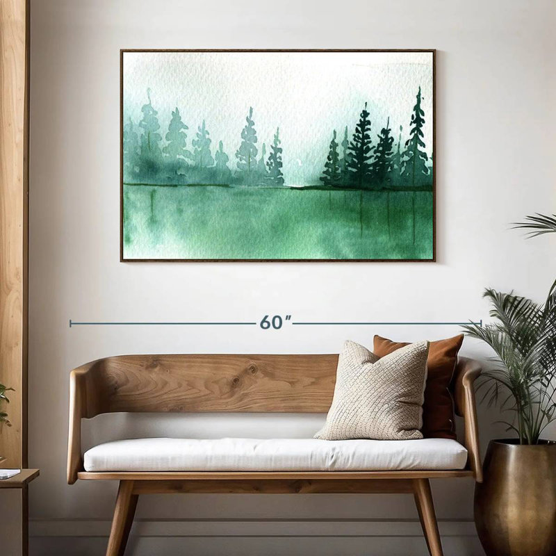 Pine Tree Silhouette, 46" X 31", Floating Frame Walnut