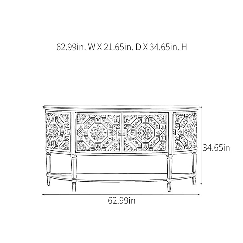 Retro Carved Practical Console Table, White