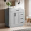 Meuble-lavabo sur pied simple 36 po gris avec lavabo encastré en marbre artificiel intégré, armoire de rangement à fermeture en douceur avec tiroir basculant-132439445
