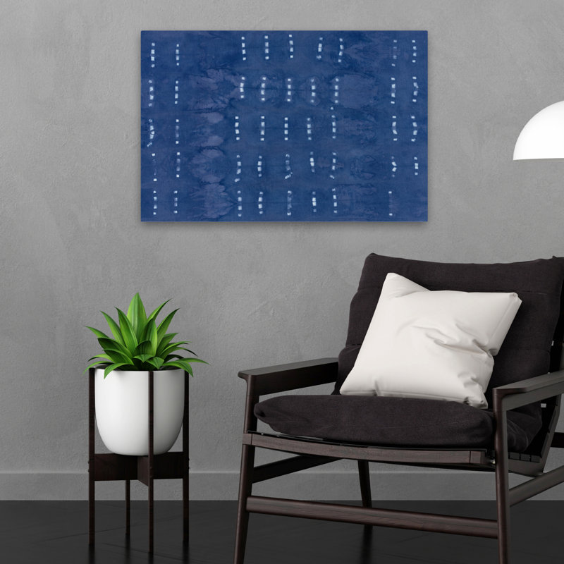 Shiboriscapes, art abstrait de cercles bleus à pois, H 16 po x l 24 po