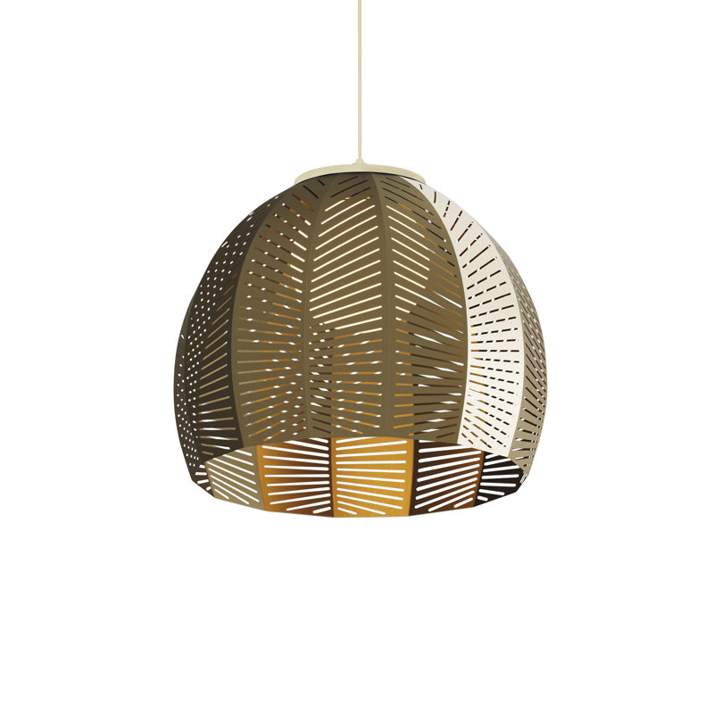 Amicus 1 - Light LED Pendant, 13.5" H x 15.8" W x 15.8" D, White Washed Oak/Distressed Brass, 3500K