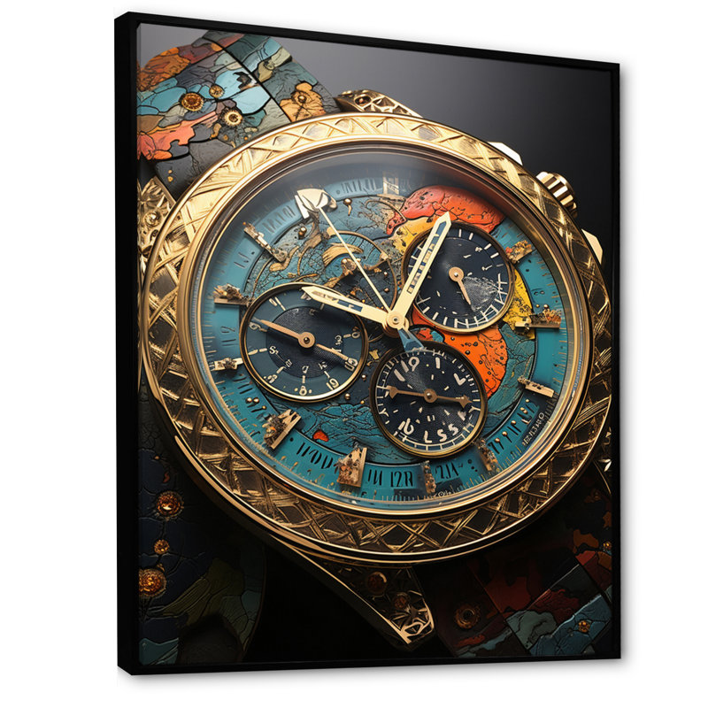 «Luxury Watch Bronze Infinity III - Watches», reproduction d'art murale, Cadre flottant noir, H 20 po x l 12 po x P 1 po