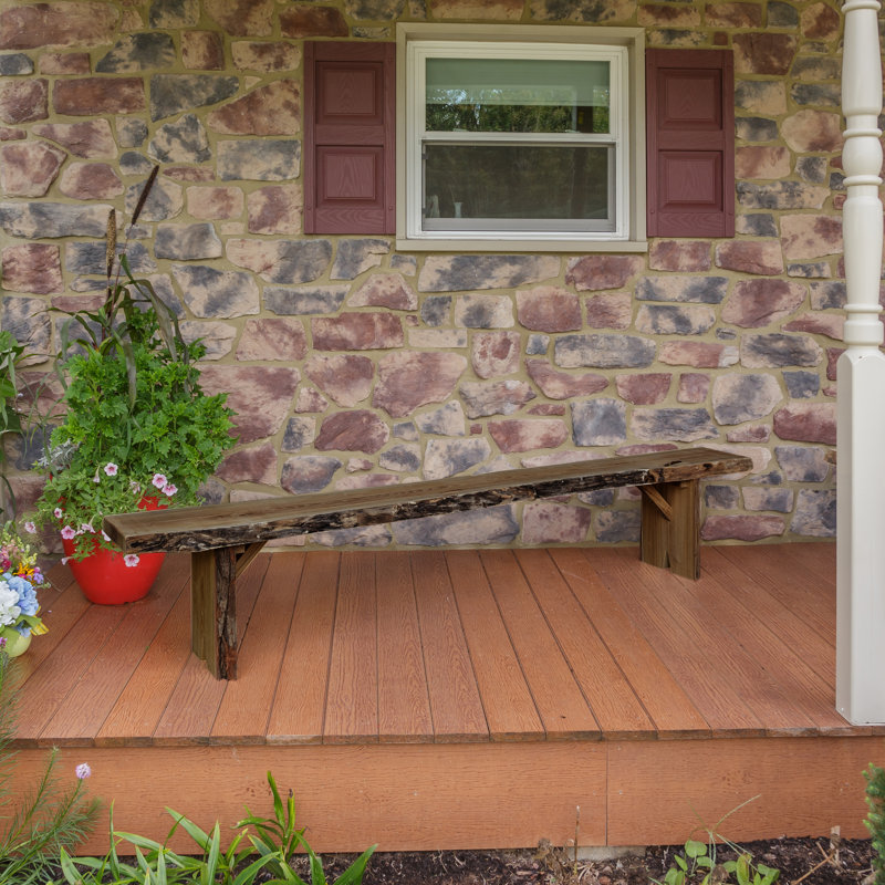Banc de jardin en bois à bord vif Bruggeman, H 17 po x l 94 po x P 12 po, Teinte champignon