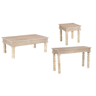 Aarohi 3 - Piece Solid Wood Living Room Table Set