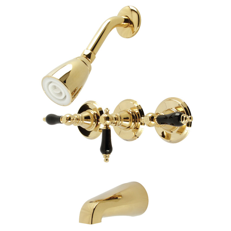 Kingston Brass Duchess Triple-Handle Tub and Shower Faucet, Polished Chrome