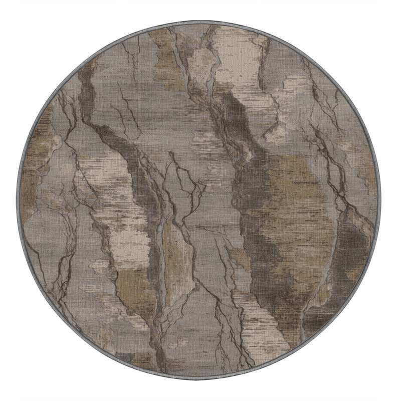 Tapis gris lavable à la machine, Rond 4 pi