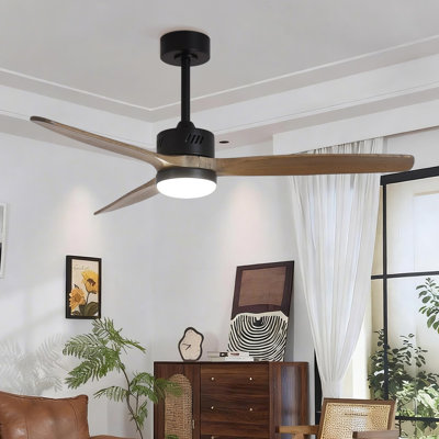 Glio 52 in. Black Downrod Standard Ceiling Fan with LED with Remote Included DC Motor Reversible