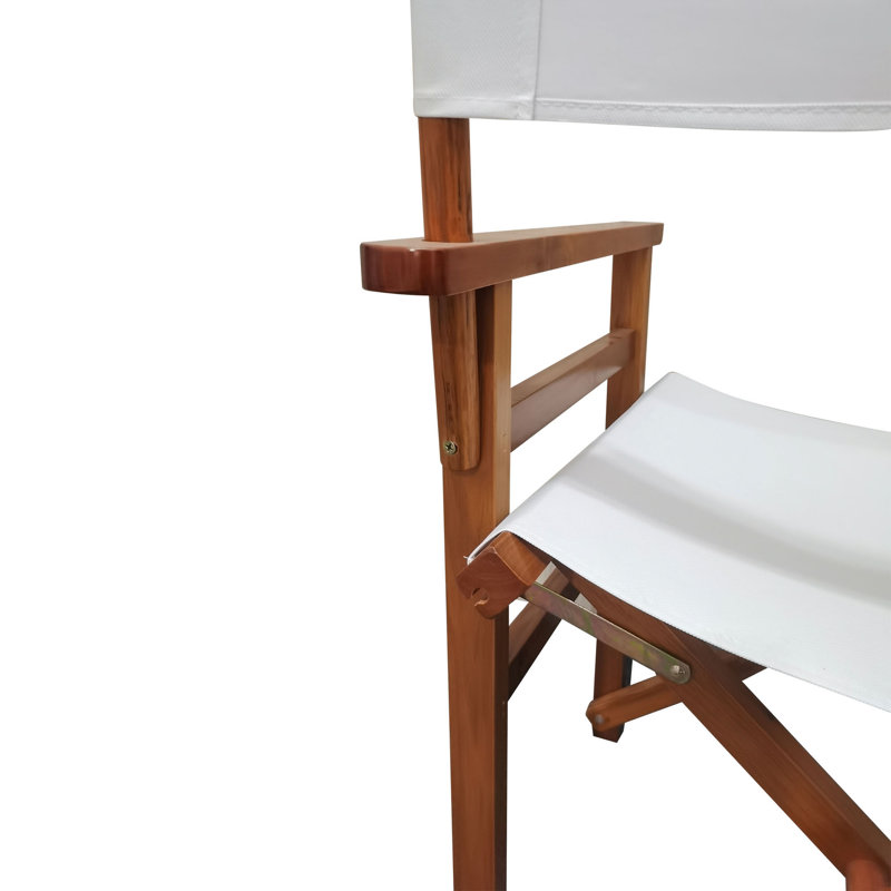 Elazia Folding Director Chair, White, Brown
