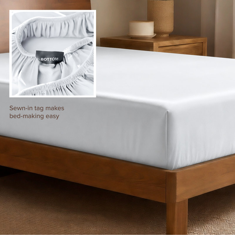 Drap-housse en rayonne de bambou, Blanc, Drap-housse de taille très grand