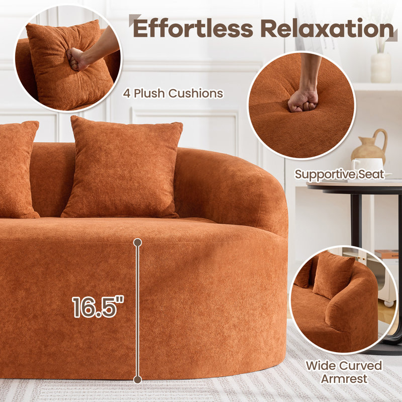 Canapé modulaire Curved Cloud, Orange Chenille