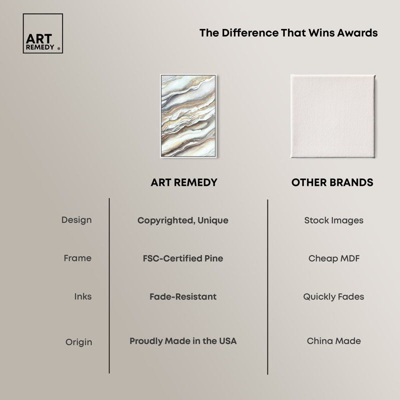 Neutral Abstract Canvas Wall Art with White Frame, 25" x 17"